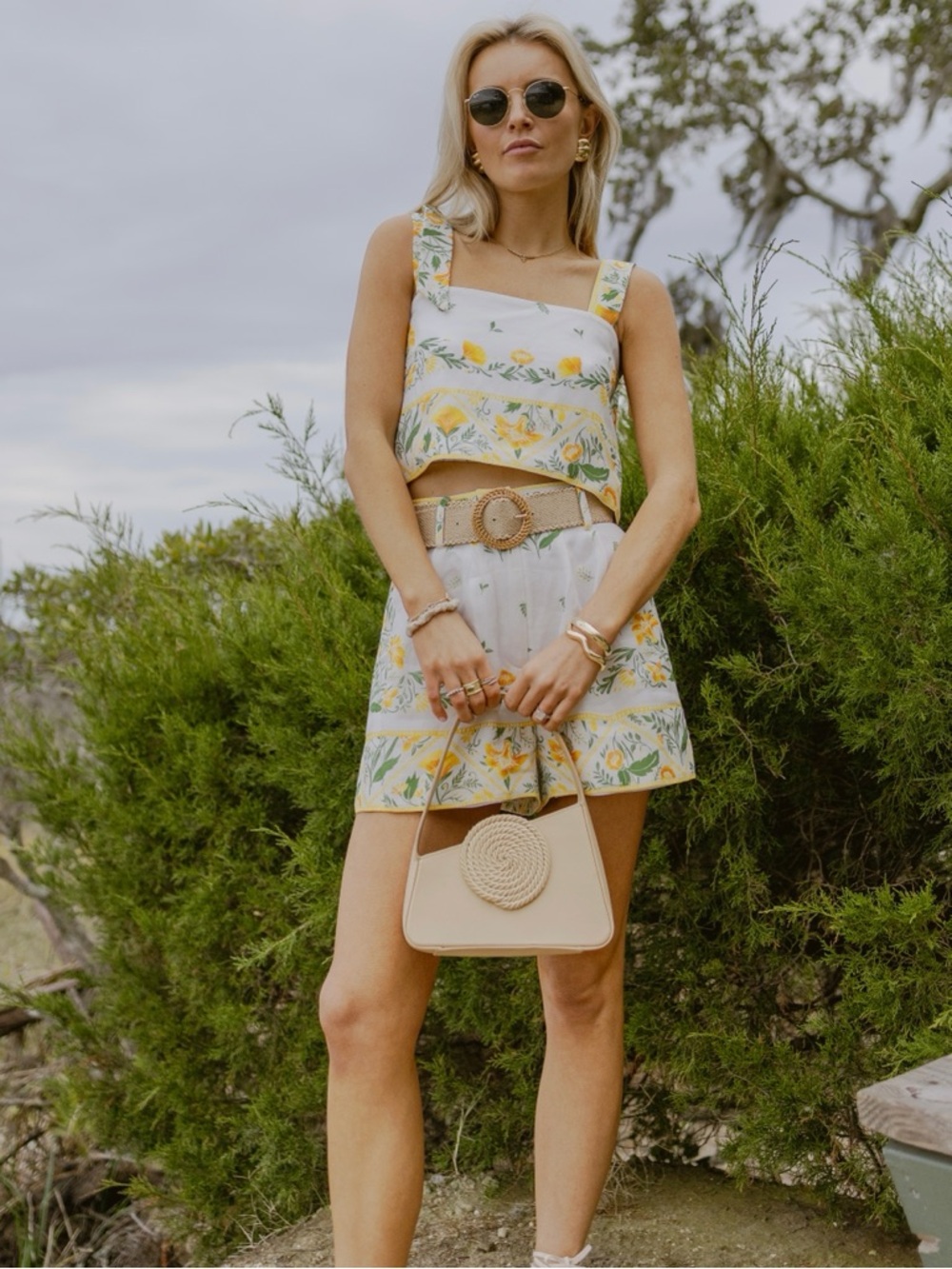 NWT Antonio Melani x Style By Simkins Lindsey Yellow Floral Two Piece Set
